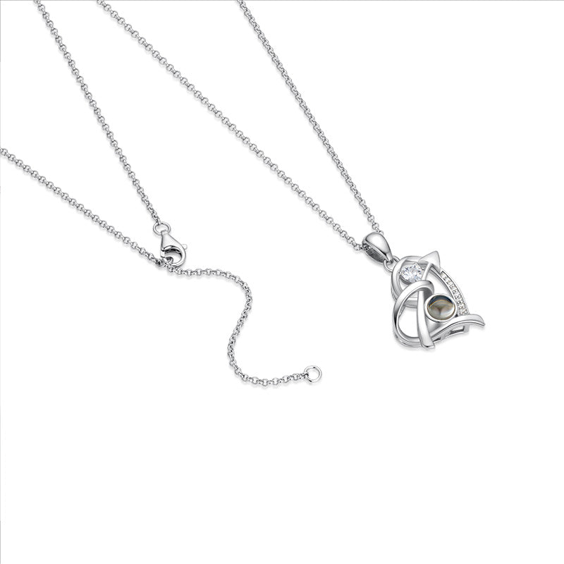 Personalized 925 Silver Heart Arrow Photo Projection Necklace