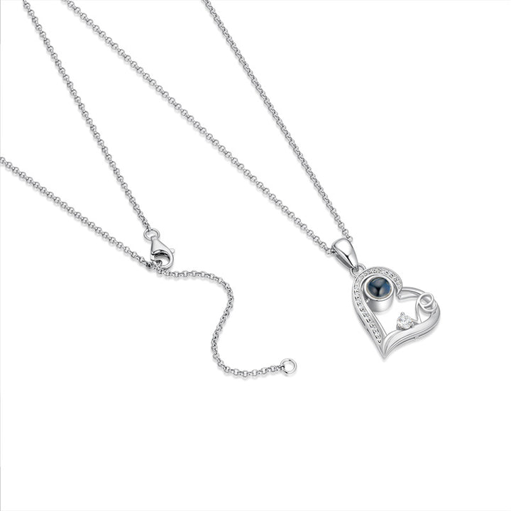 Belela 925 Silver Personalized Heart Love Projection Necklace