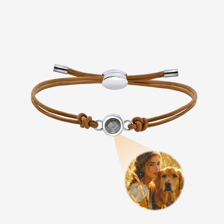 Personalized Brown Adjustable Photo Projection Bracelet