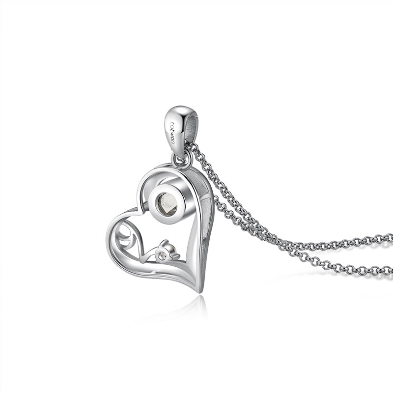 Belela 925 Silver Personalized Heart Love Projection Necklace