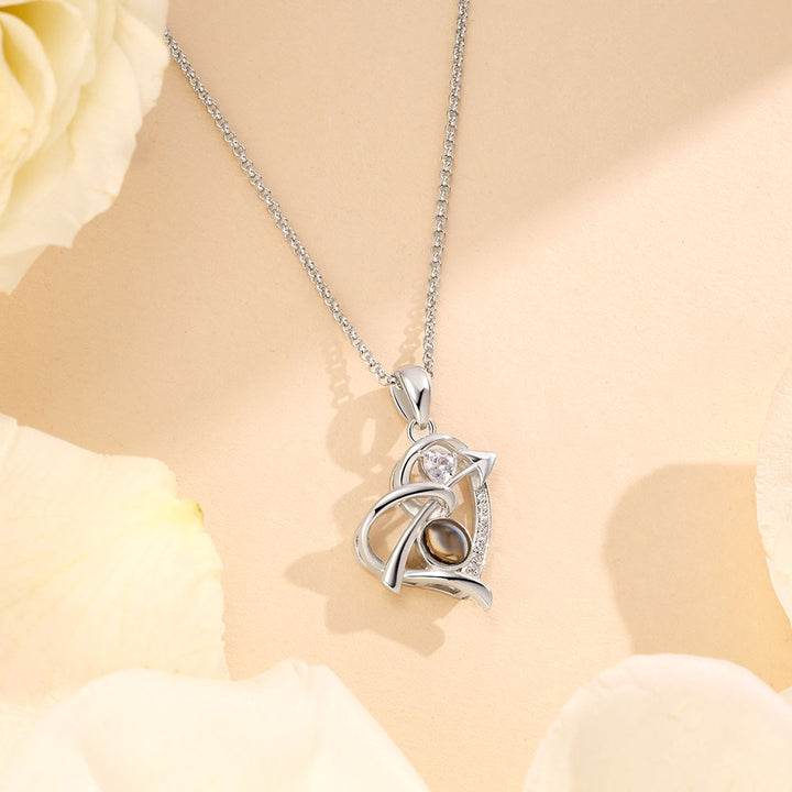 Personalized 925 Silver Heart Arrow Photo Projection Necklace