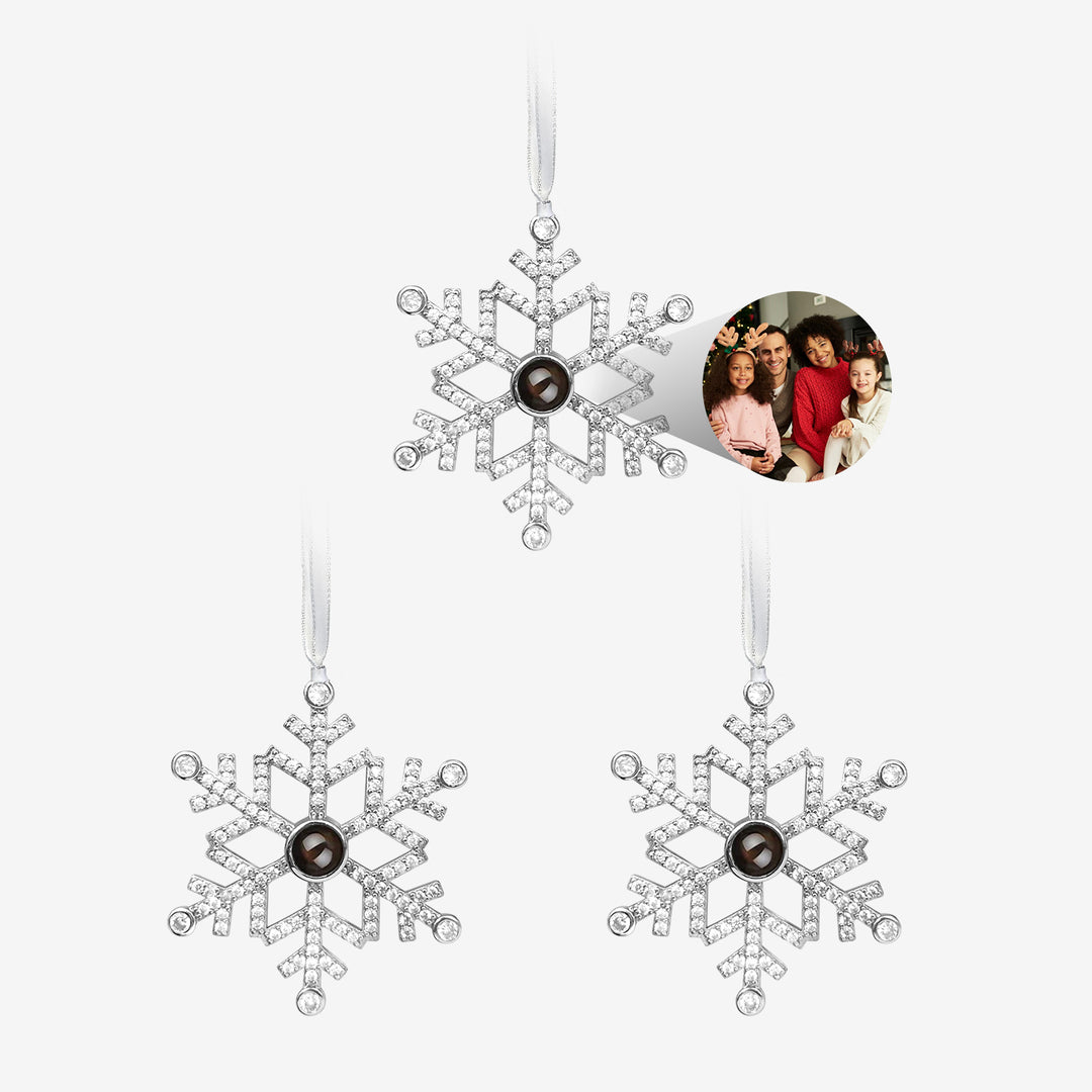 Custom Christmas Snowflake Photo Ornament Set