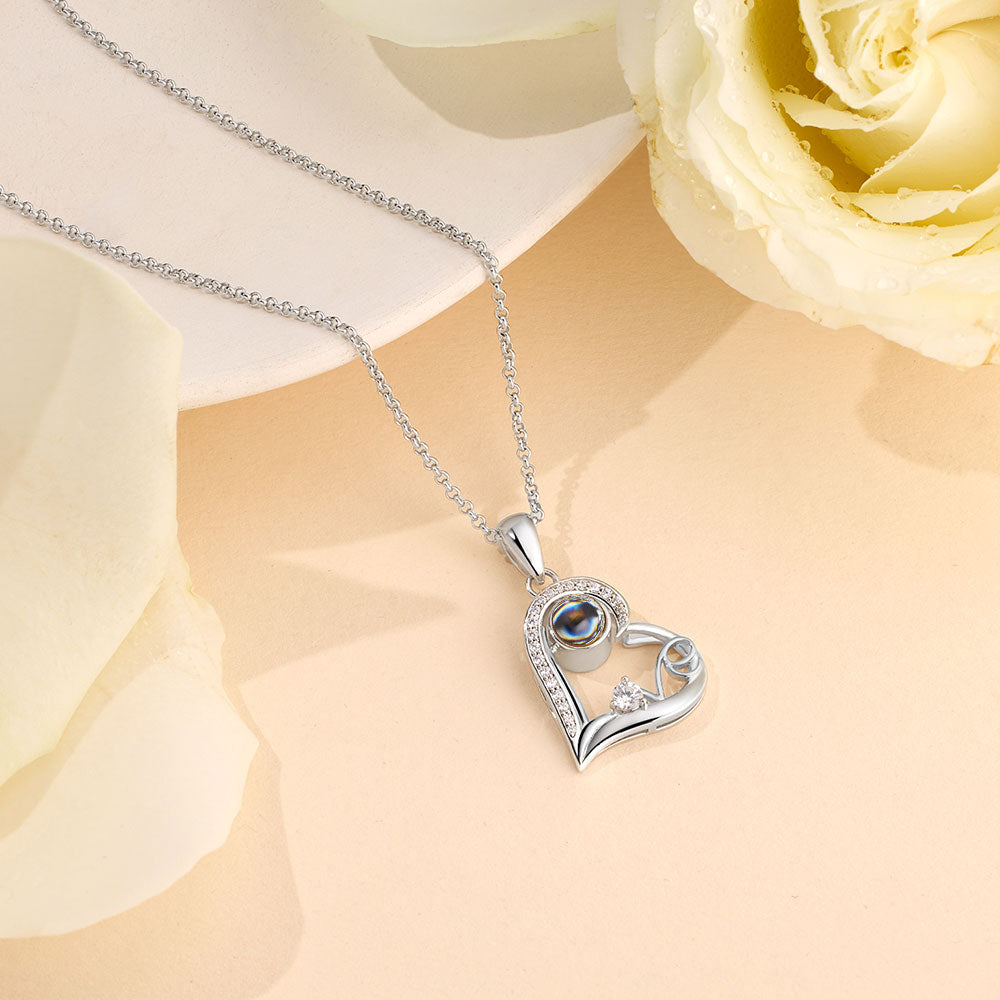 Belela 925 Silver Personalized Heart Love Projection Necklace