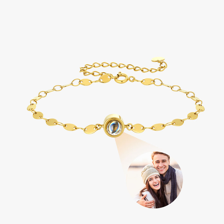 Personalized Olive Shaped Chain Photo Projection Bracelet