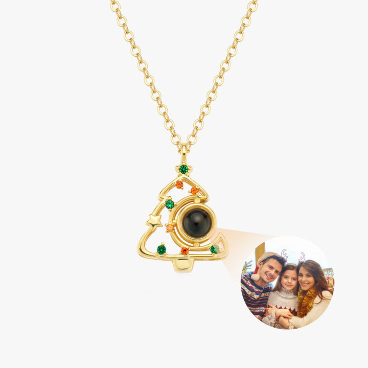 Custom Christmas Tree Photo Necklace