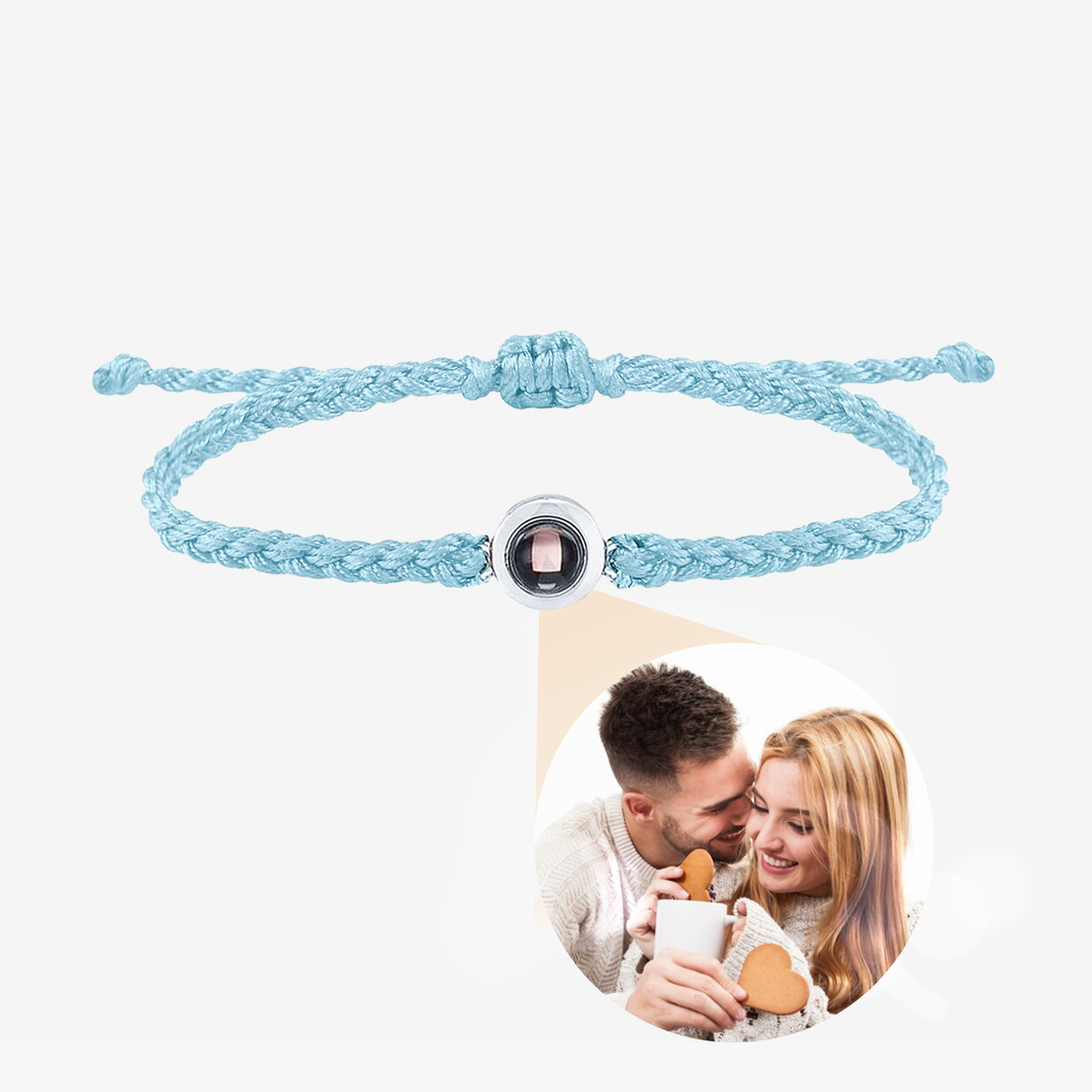 Personalized Braided Rope Circle Photo Bracelet