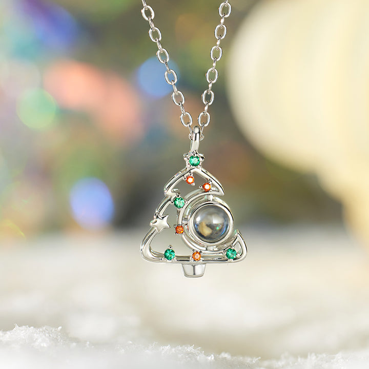 Custom Christmas Tree Photo Necklace