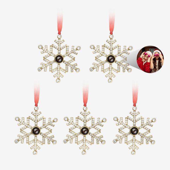 Custom Christmas Snowflake Photo Ornament Set