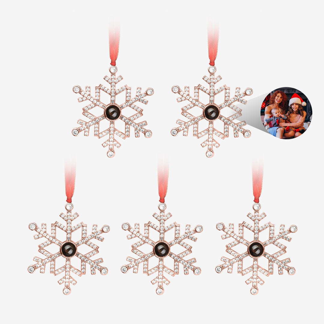 Custom Christmas Snowflake Photo Ornament Set