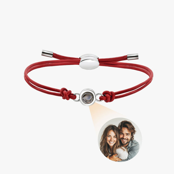 Genuine Leather Red Photo Projection Bracelet