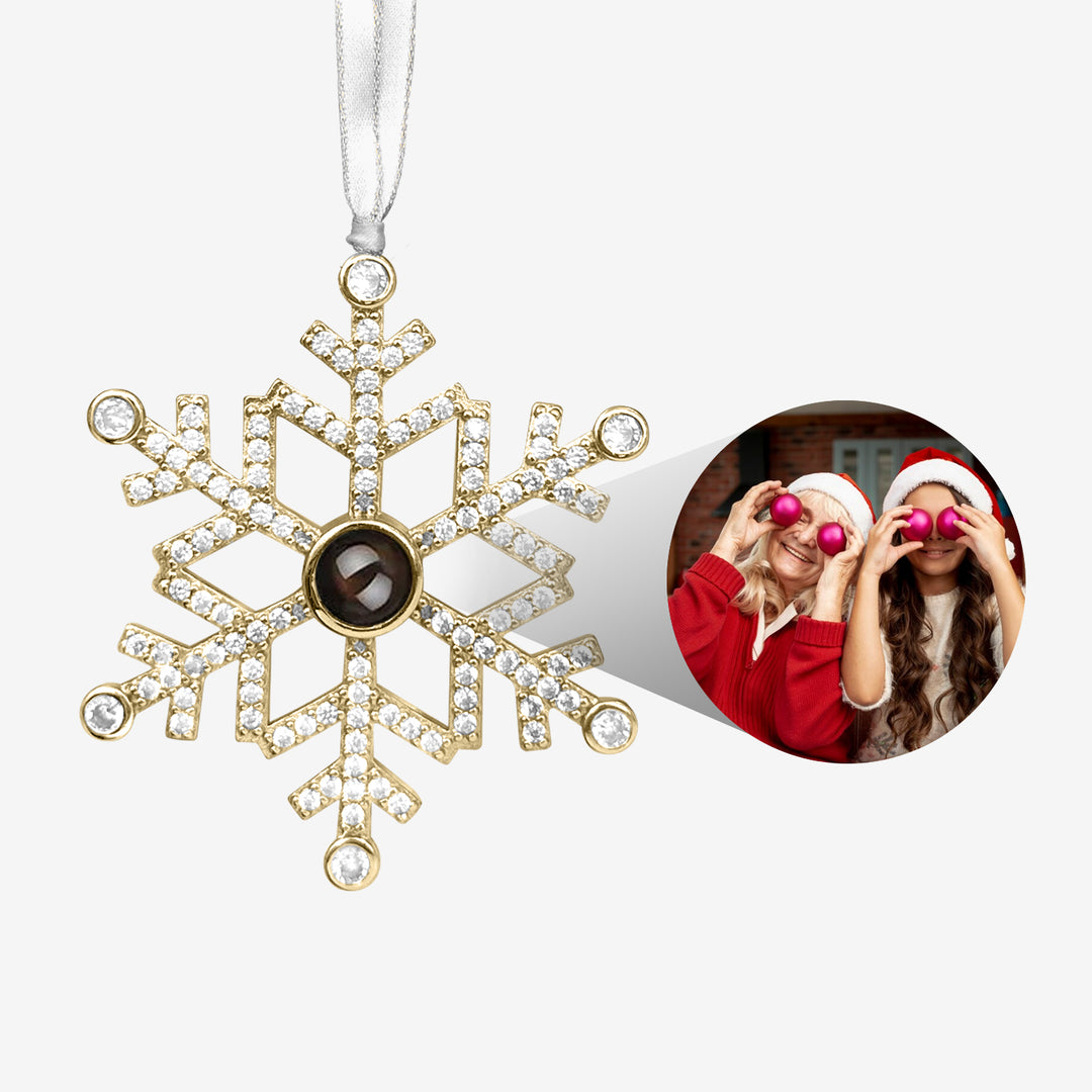 Custom Christmas Snowflake Photo Ornament Set