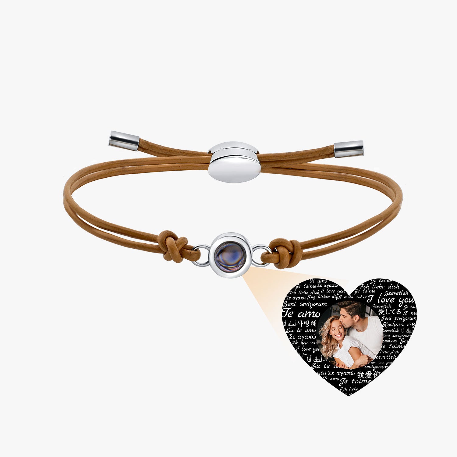 Personalized  Genuine Leather Photo Bracelet