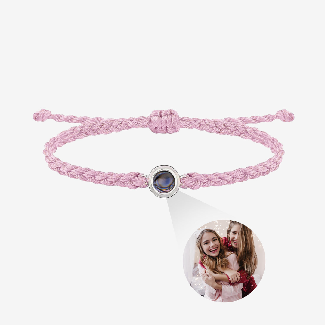 Personalized Braided Rope Circle Photo Bracelet