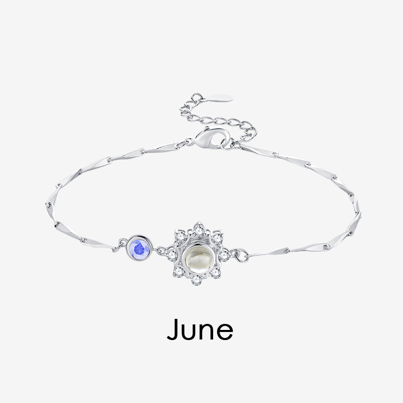 Personalized 925 Silver Birthstone Photo Bracelet