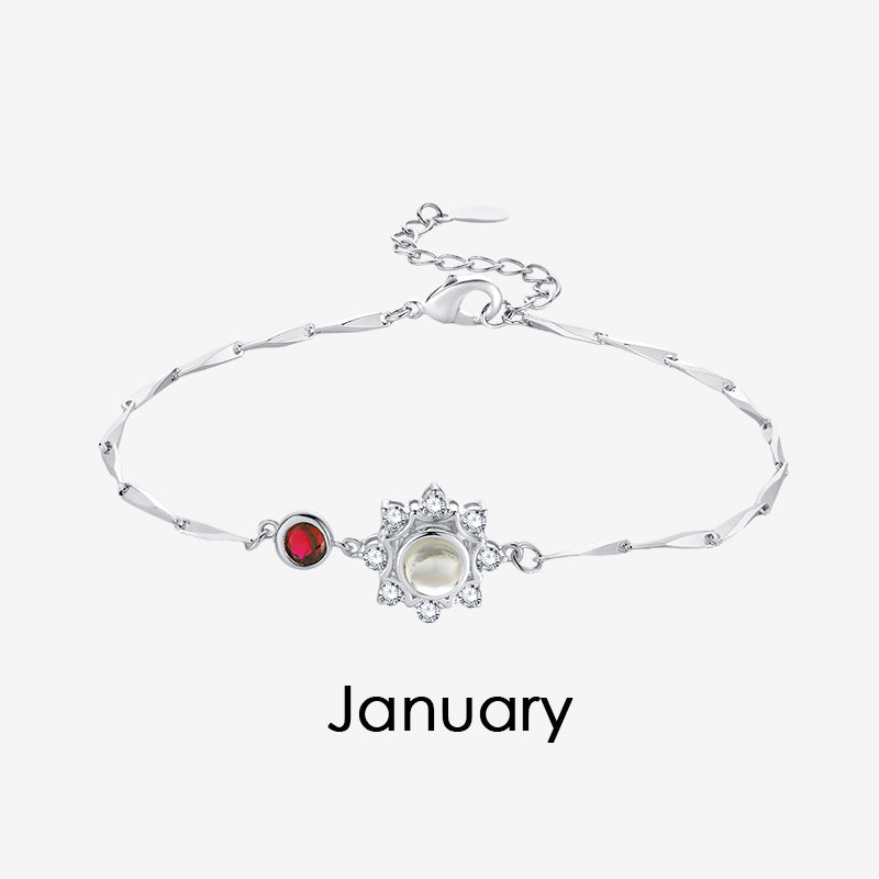 Personalized 925 Silver Birthstone Photo Bracelet