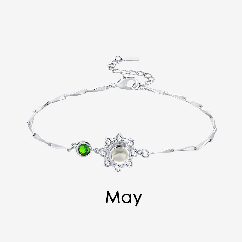 Personalized 925 Silver Birthstone Photo Bracelet