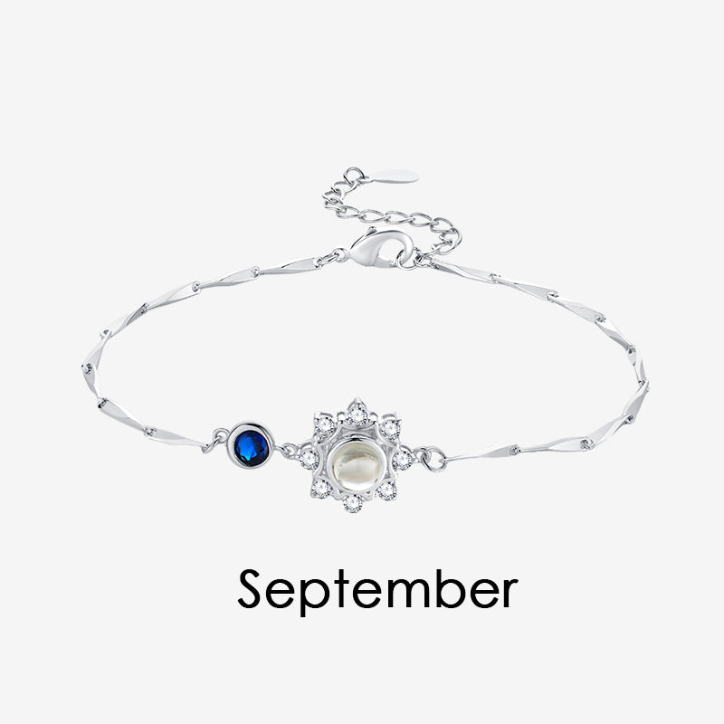 Personalized 925 Silver Birthstone Photo Bracelet