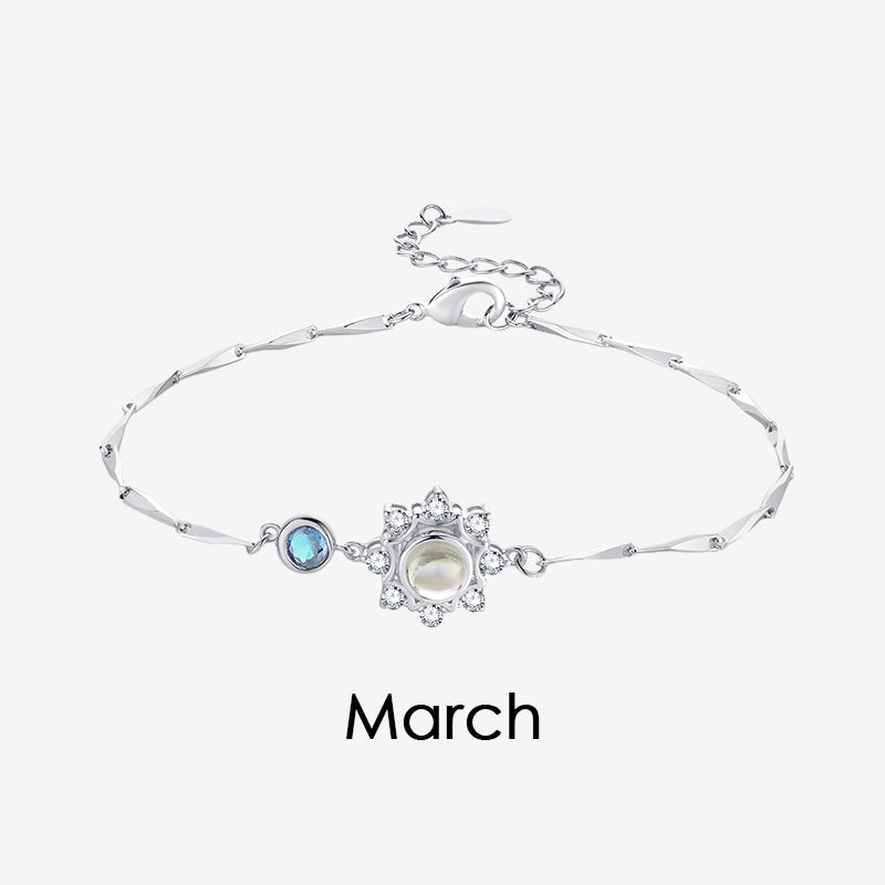 Personalized 925 Silver Birthstone Photo Bracelet