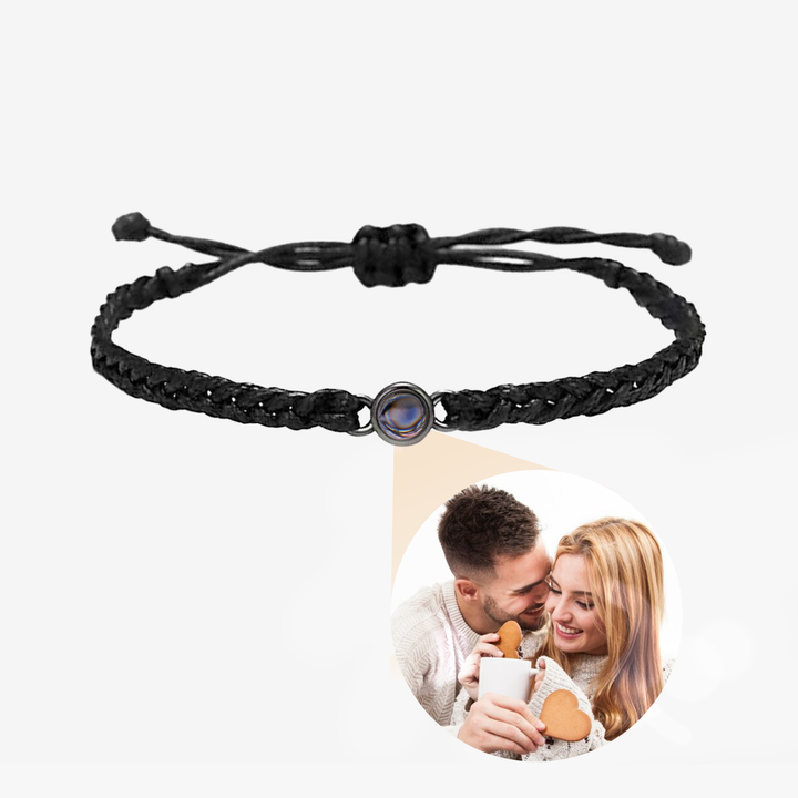 Personalized Braided Rope Circle Photo Bracelet