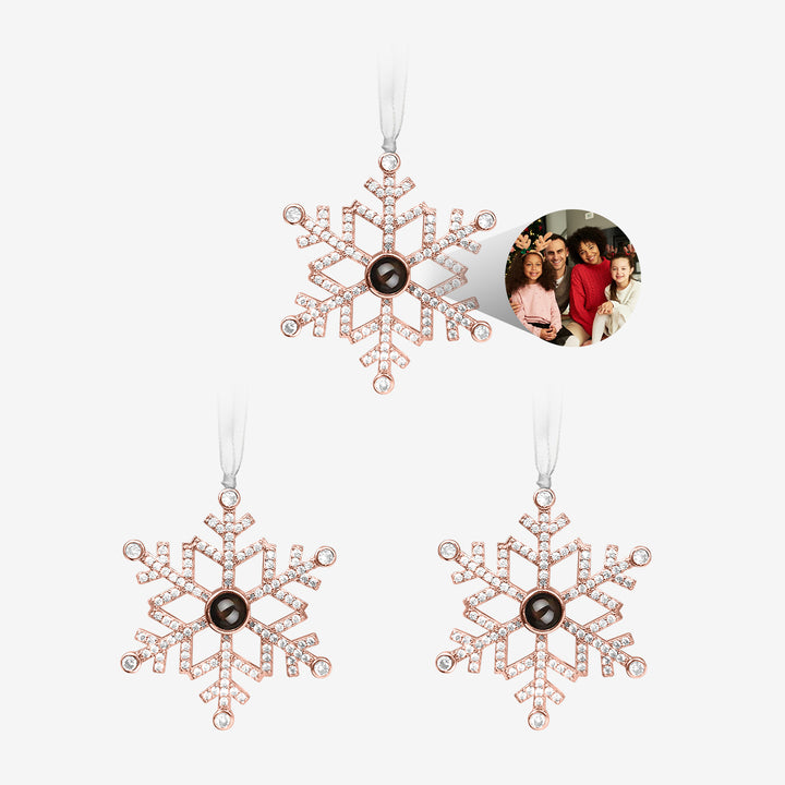 Custom Christmas Snowflake Photo Ornament Set