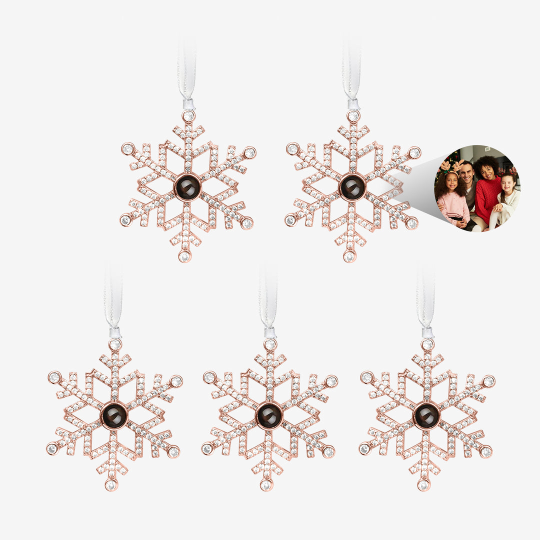 Custom Christmas Snowflake Photo Ornament Set