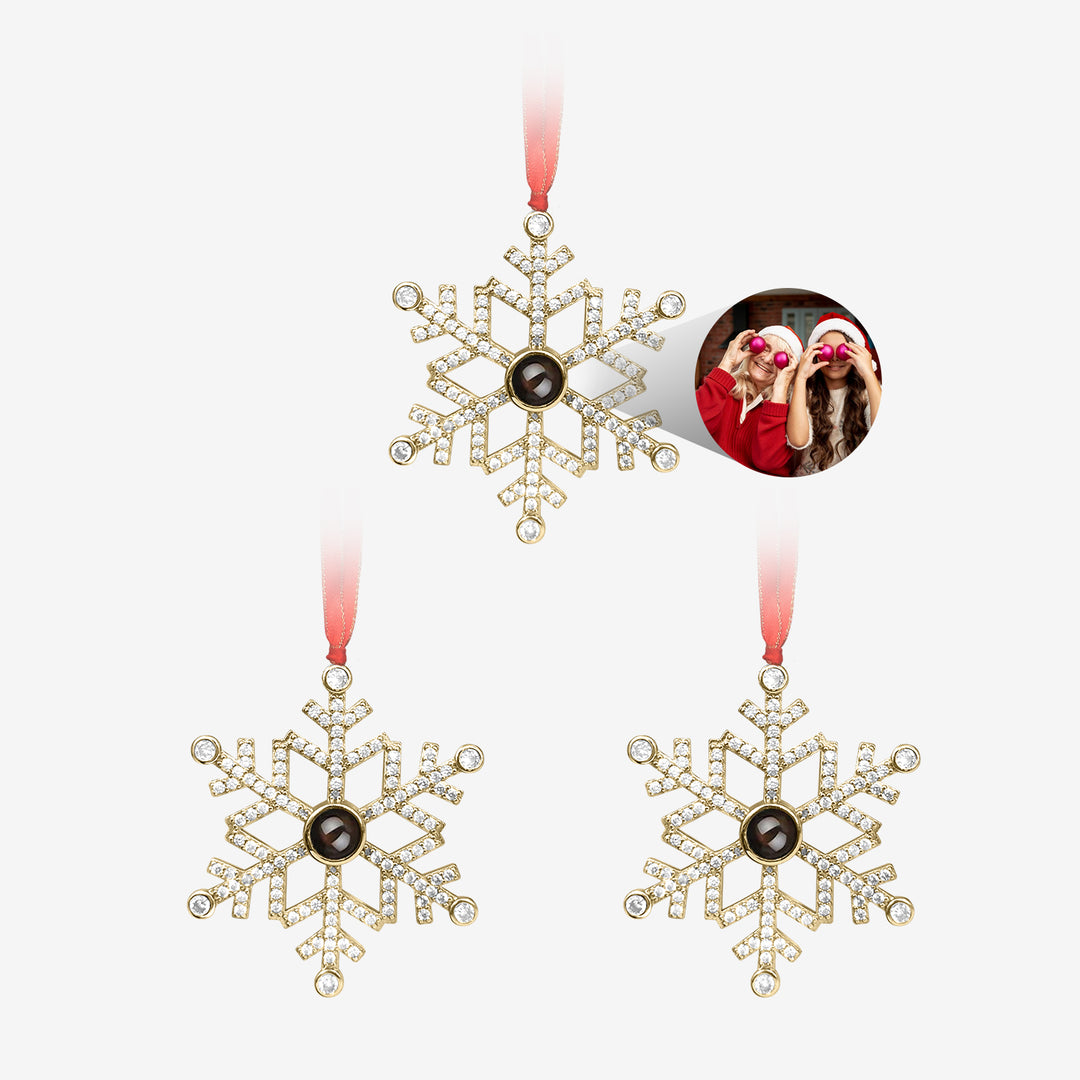 Custom Christmas Snowflake Photo Ornament Set