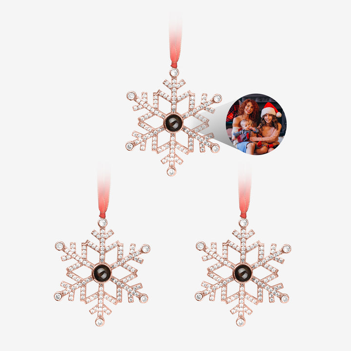 Custom Christmas Snowflake Photo Ornament Set