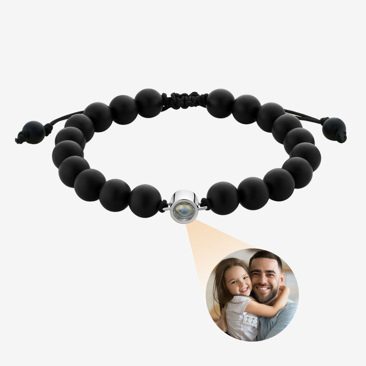 Personalized Black Beads Photo Projection Bracelet